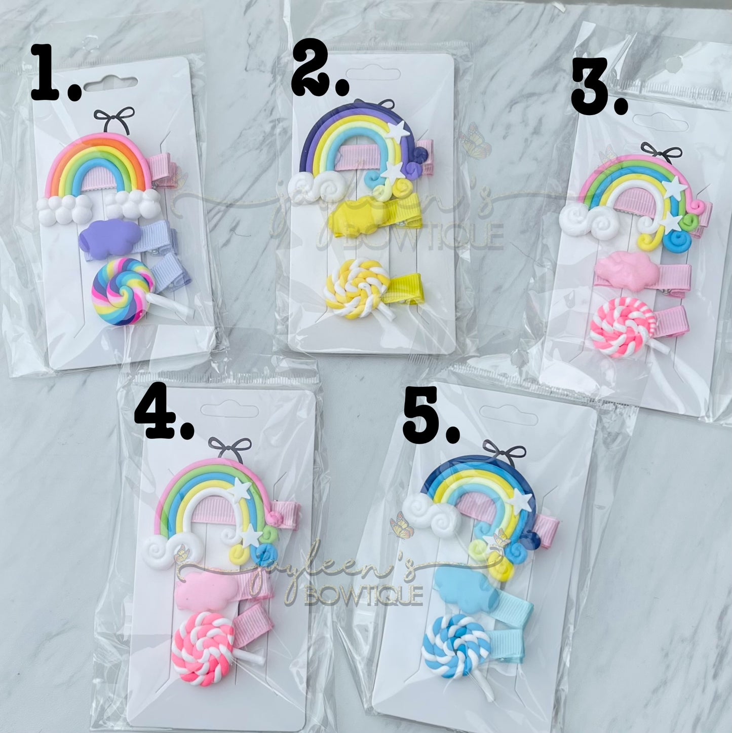 Rainbow hair clips